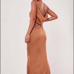 MISSGUIDED // Rust Diamante Strap Dress